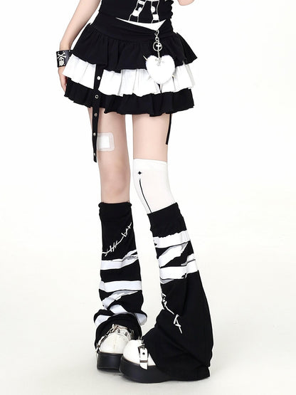 Crazy Girl Pixelated Gothic Letter Halter Neck Spliced Faux Layered Women&