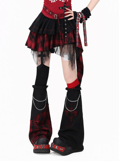 Crazy_Girl_Plaid_Asymmetrical_High_Waist_Zipper_Tiered_Women&