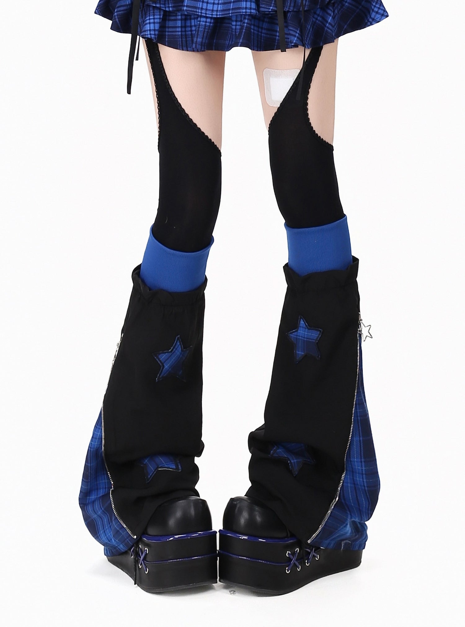 Crazy_Girl_Plaid_Asymmetrical_High_Waist_Zipper_Tiered_Women&