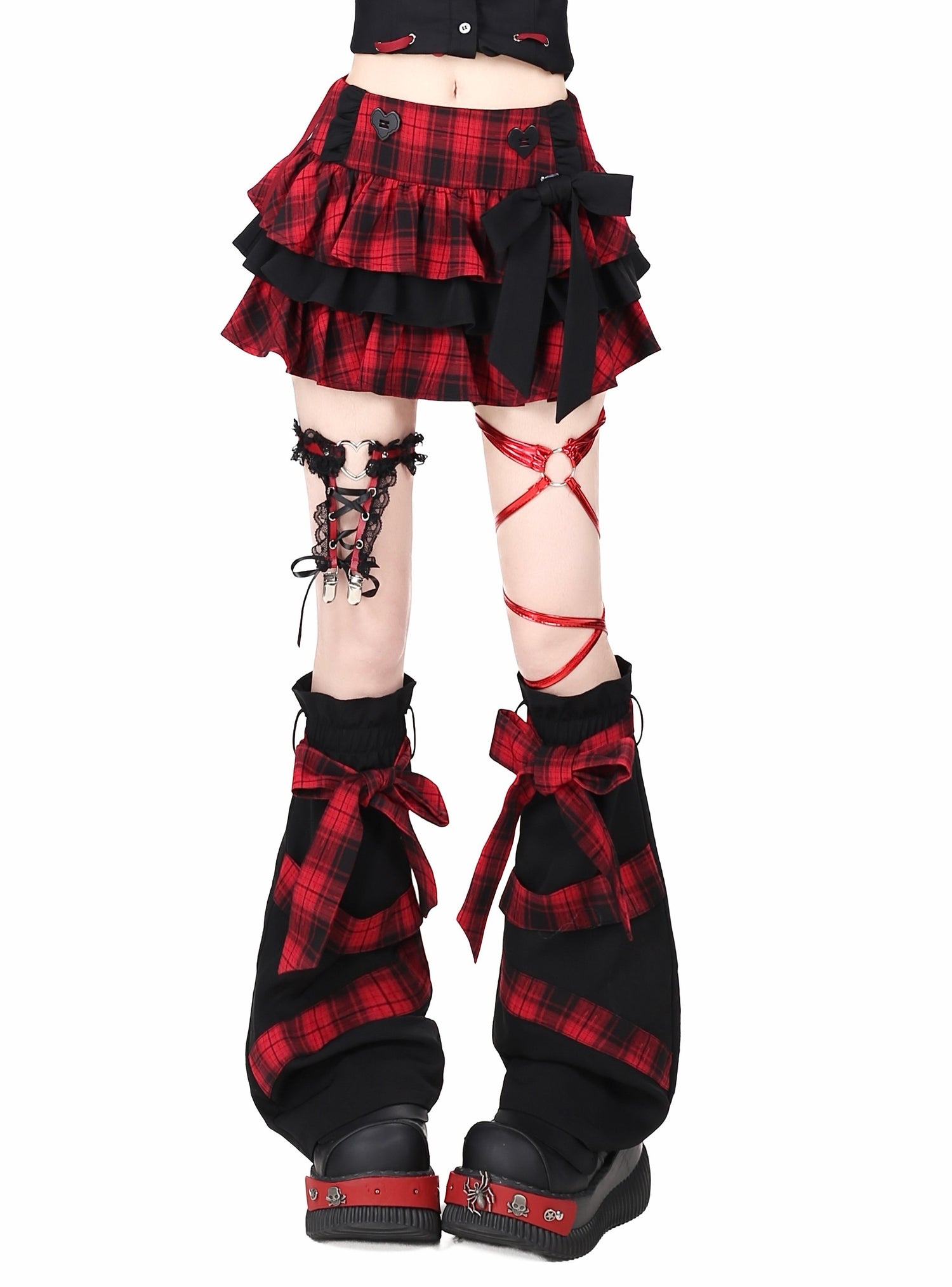 Crazy_Girl_Plaid_Bow_High_Waist_Puffed_Cake_Women&