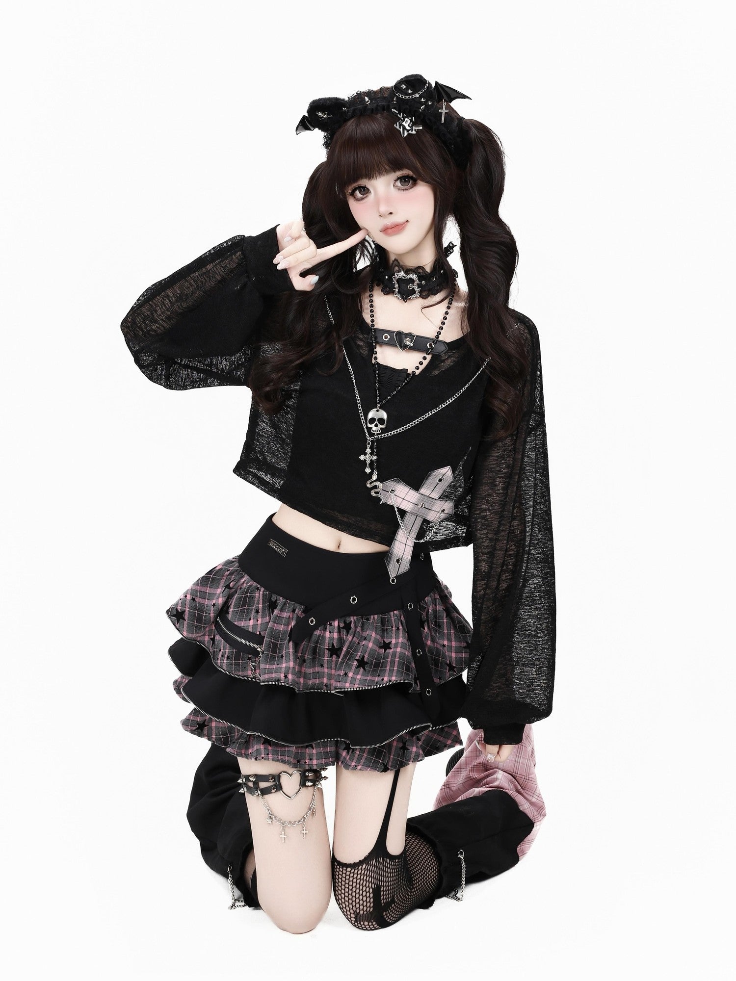 Crazy Girl Plaid Chain Detail High Waist Slimming Y2k Women&