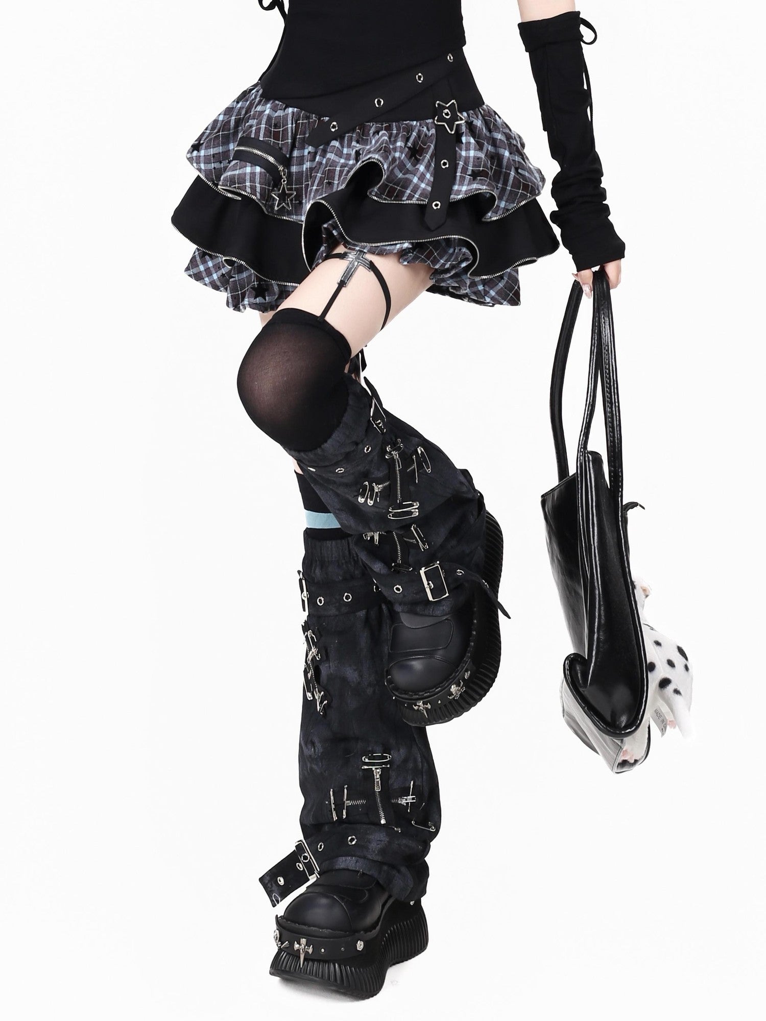 Crazy Girl Plaid Chain Detail High Waist Slimming Y2k Women&
