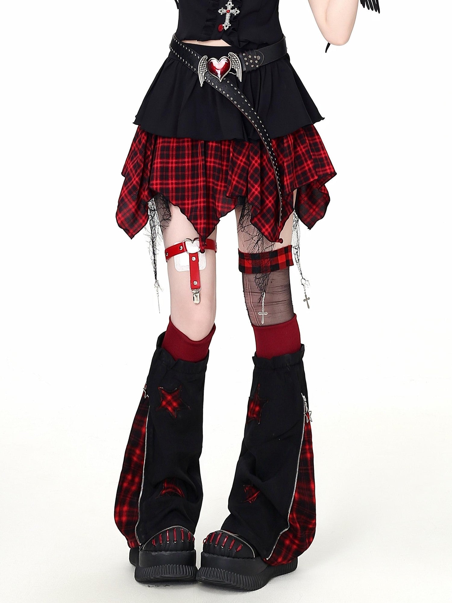 Crazy Girl Plaid Patchwork Cinched Waist Lapel Cropped Women&