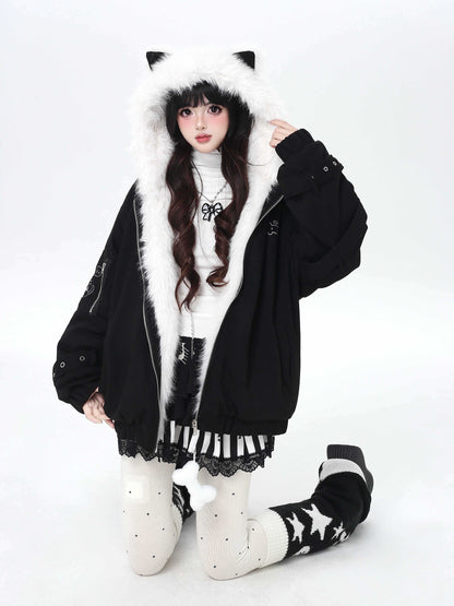 Crazy_Girl_Plush_Cat_Ear_Hooded_Loose_Women&