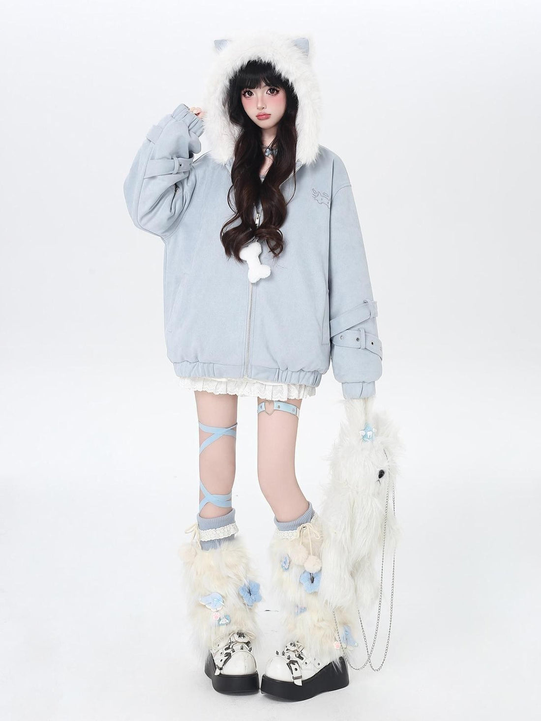 Crazy Girl Plush Cat Ear Hooded Loose Women&