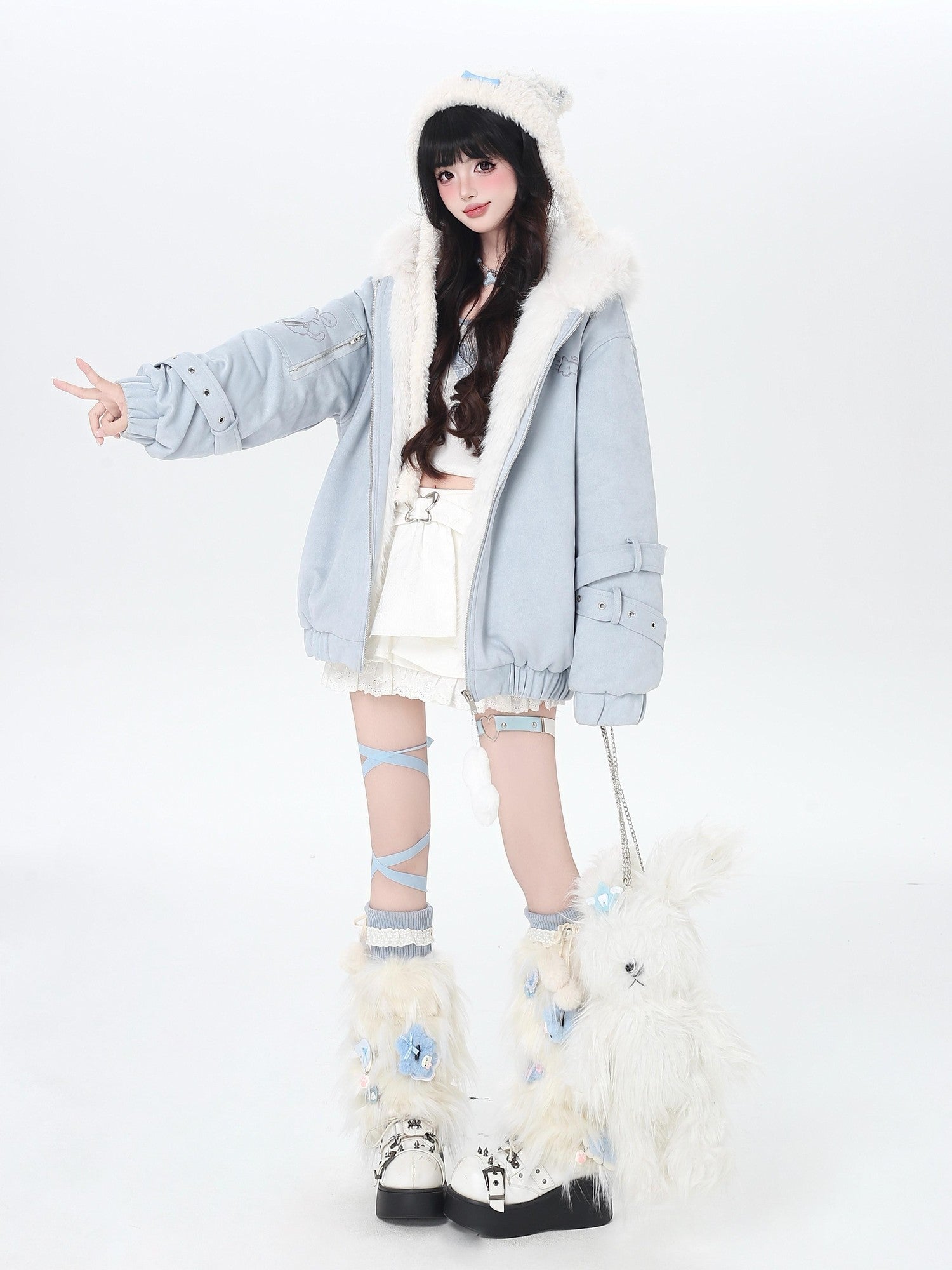 Crazy Girl Plush Cat Ear Hooded Loose Women&