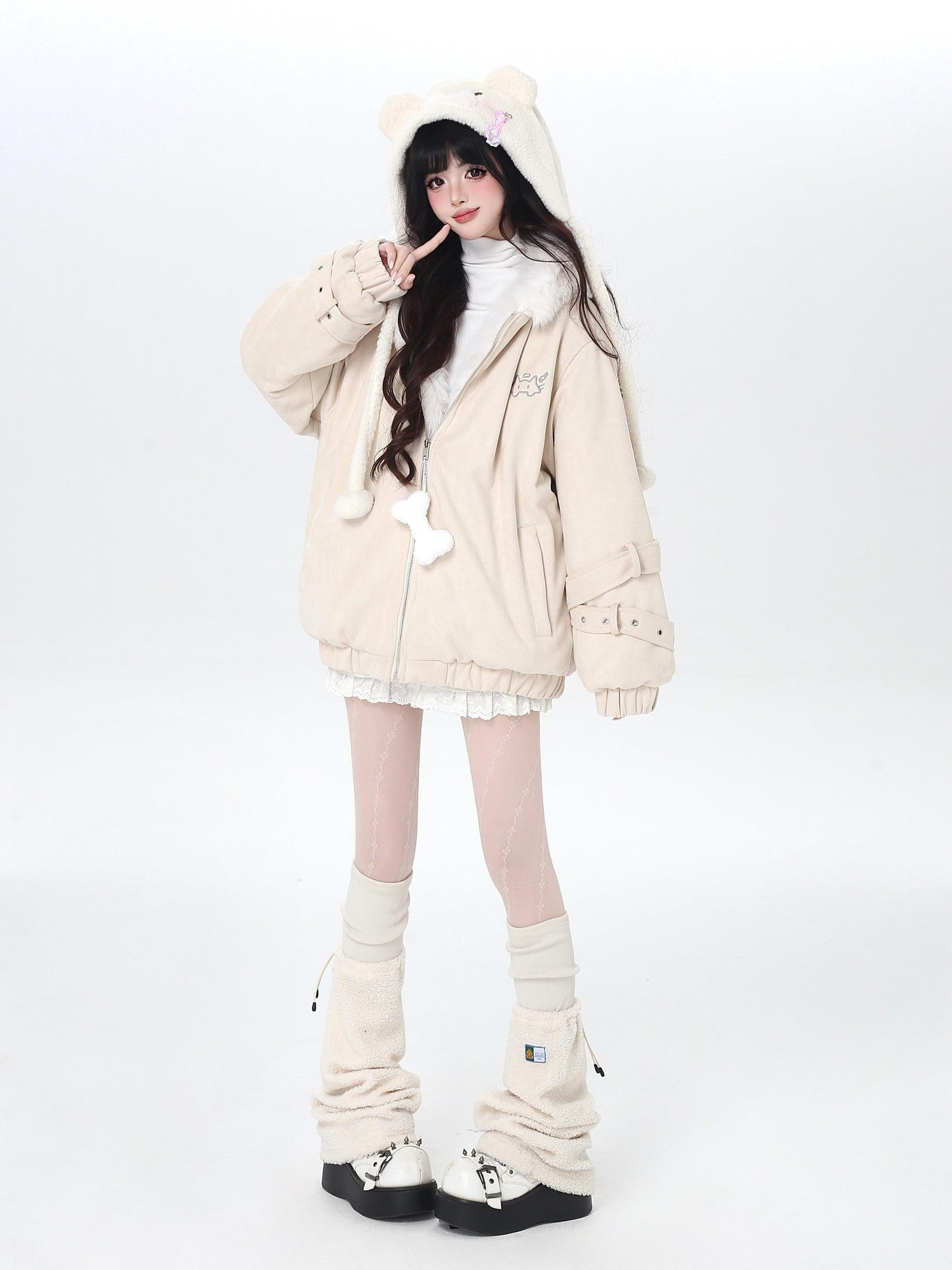 Crazy Girl Plush Cat Ear Hooded Loose Women&