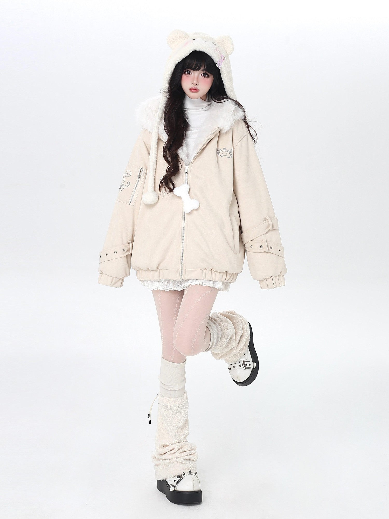 Crazy Girl Plush Cat Ear Hooded Loose Women&