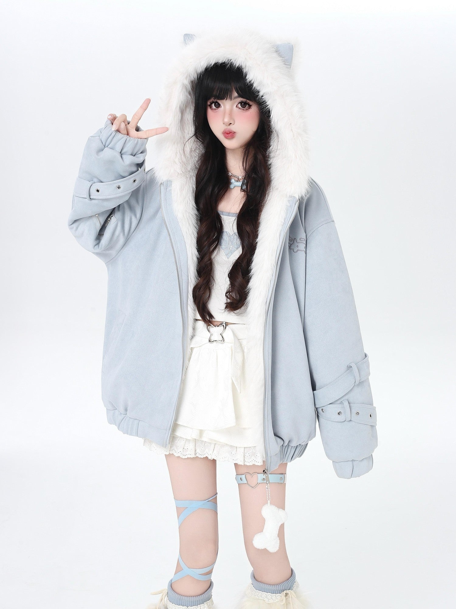 Crazy Girl Plush Cat Ear Hooded Loose Women&