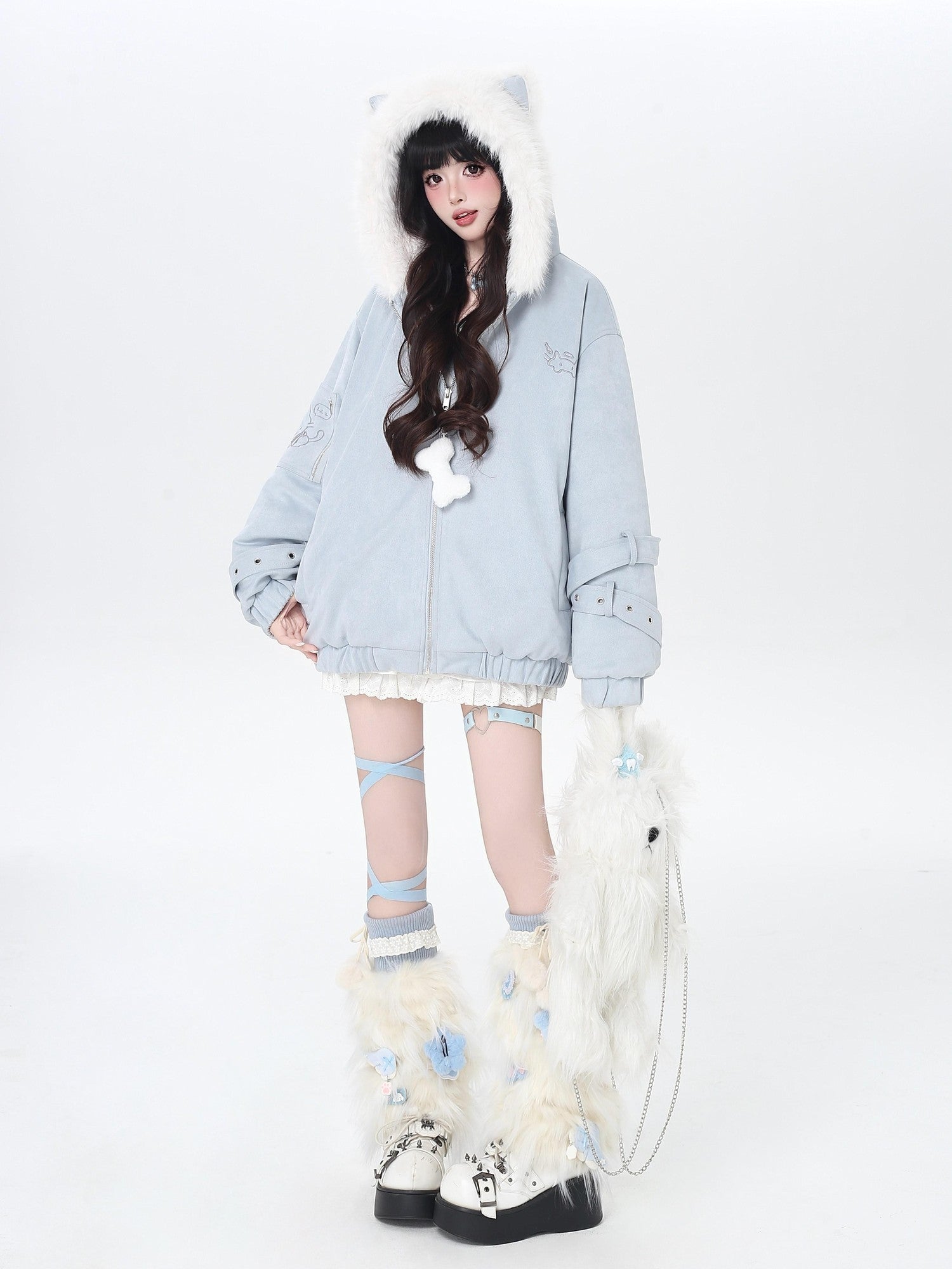 Crazy Girl Plush Cat Ear Hooded Loose Women&