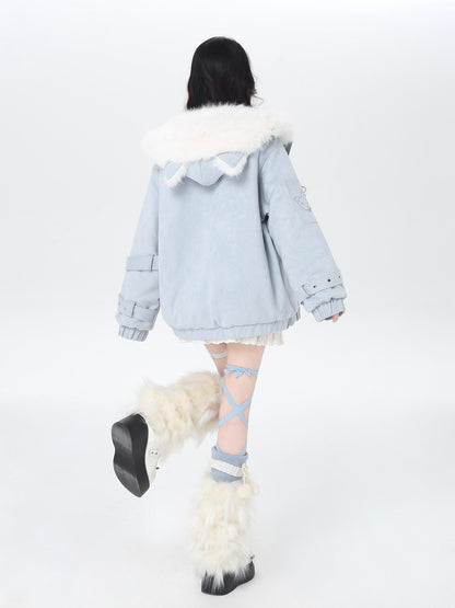 Crazy Girl Plush Cat Ear Hooded Loose Women&