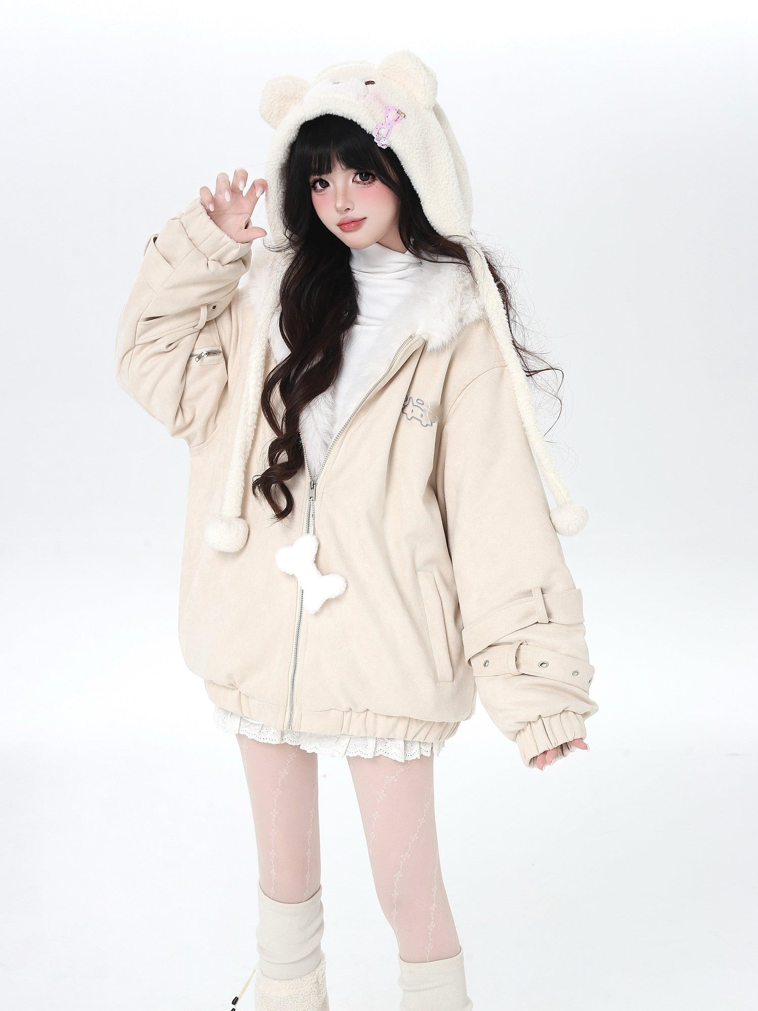 Crazy Girl Plush Cat Ear Hooded Loose Women&