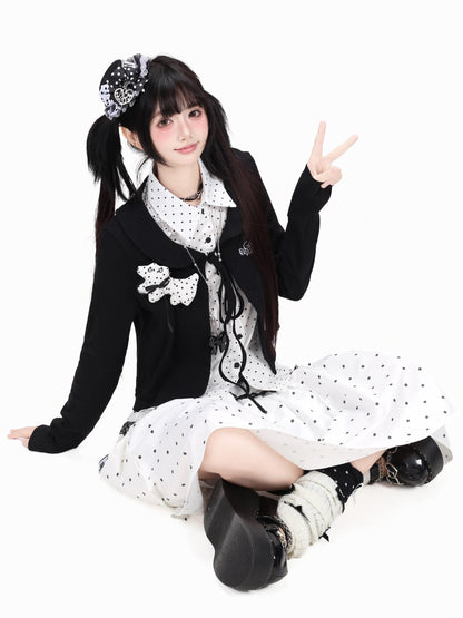 Crazy_Girl_Polka_Dot_Heart_Faux_Two_Piece_Collared_Slim_Women&