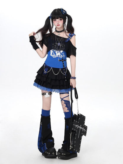 Crazy Girl Puffy Chain High Waist Back Zipper Women&