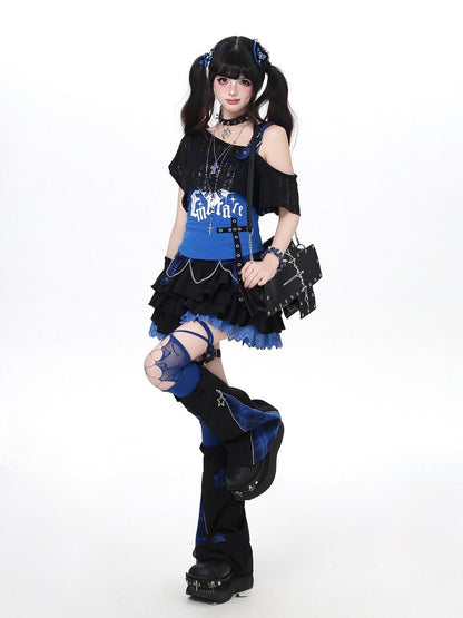 Crazy Girl Puffy Chain High Waist Back Zipper Women&