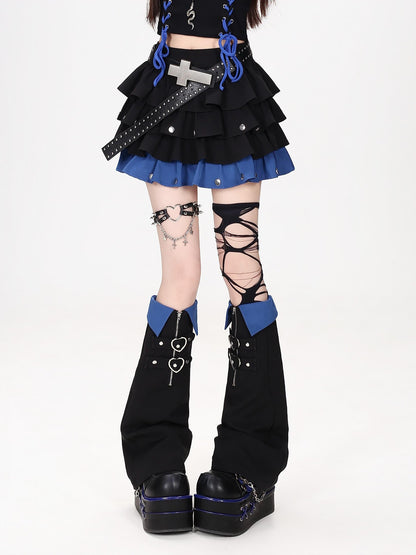 Crazy Girl Puffy Studded Colorblock Punk Y2k Women&