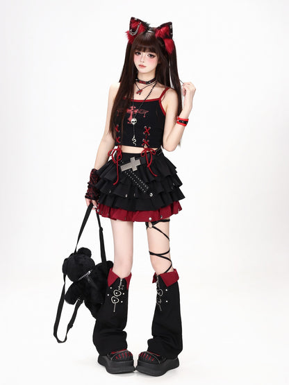 Crazy Girl Puffy Studded Colorblock Punk Y2k Women&