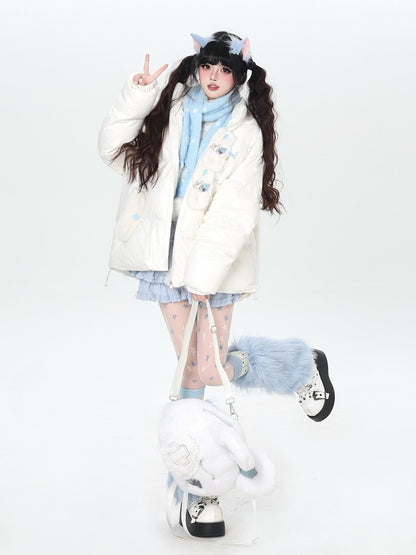 Crazy Girl Rabbit Ear Hood Embroidered Loose Women&