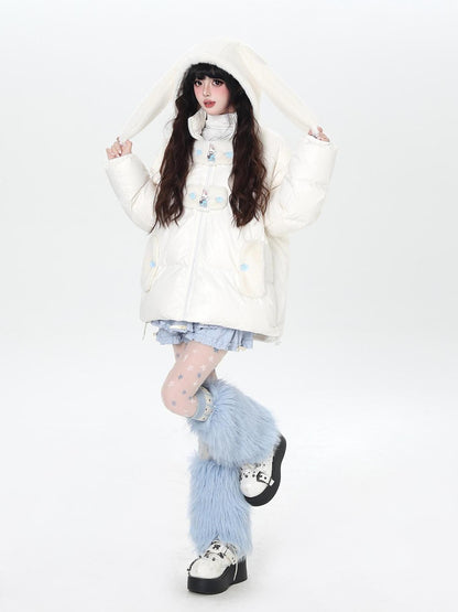 Crazy Girl Rabbit Ear Hood Embroidered Loose Women&