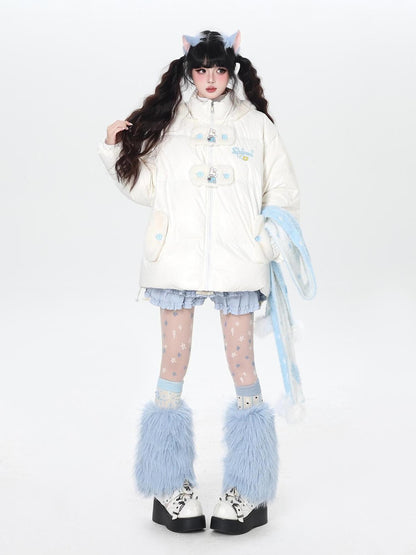 Crazy Girl Rabbit Ear Hood Embroidered Loose Women&