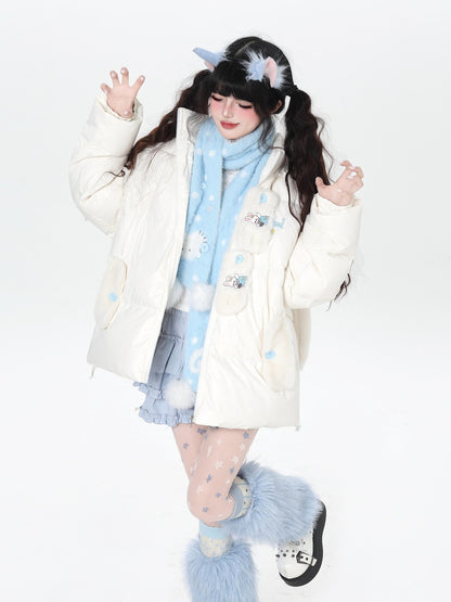 Crazy Girl Rabbit Ear Hood Embroidered Loose Women&