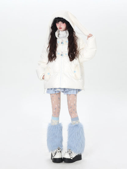 Crazy Girl Rabbit Ear Hood Embroidered Loose Women&