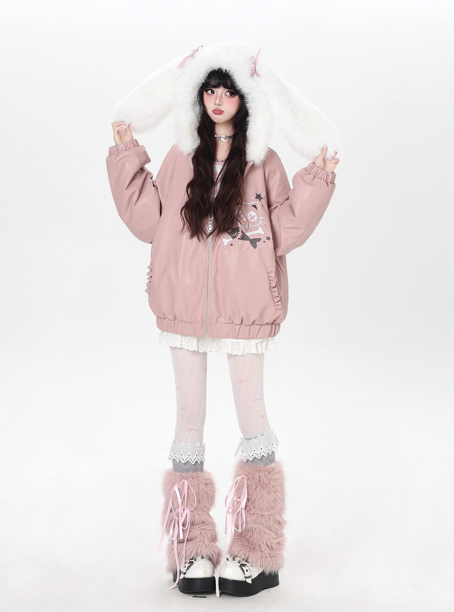 Crazy_Girl_Rabbit_Ear_Hooded_Heavily_Embellished_Padded_Women&