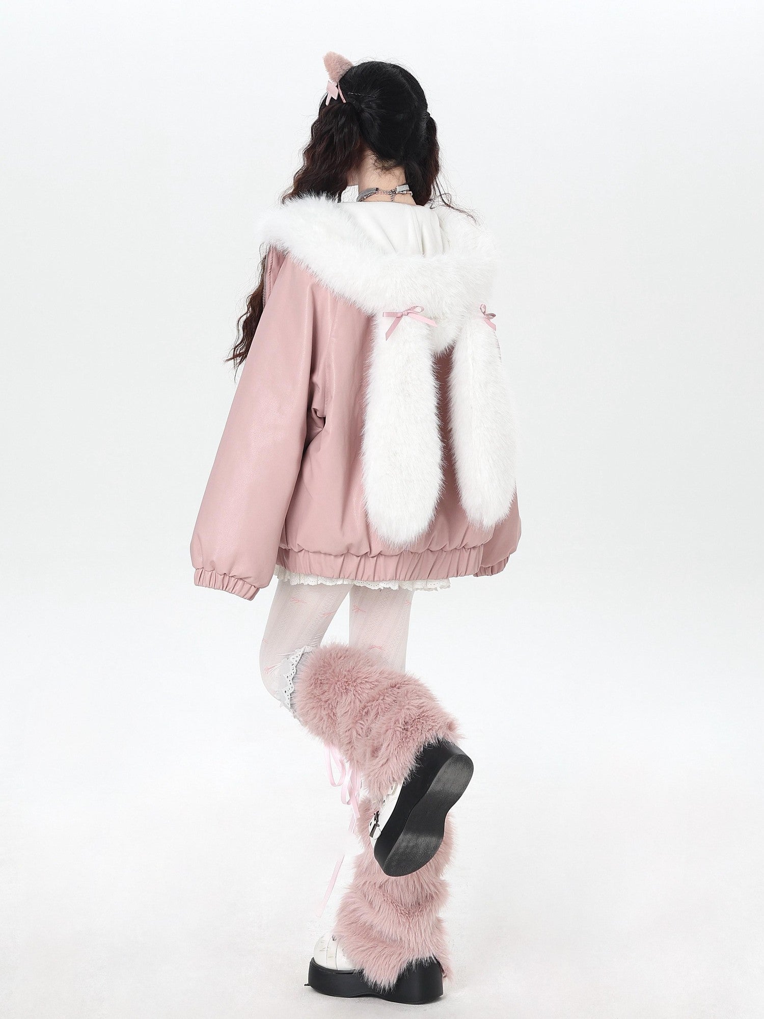 Crazy Girl Rabbit Ear Hooded Heavily Embellished Padded Women&