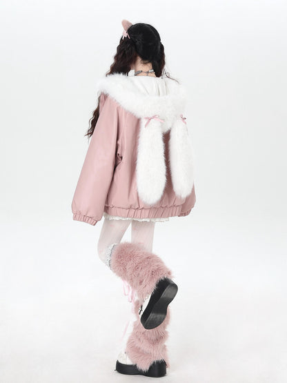 Crazy Girl Rabbit Ear Hooded Heavily Embellished Padded Women&