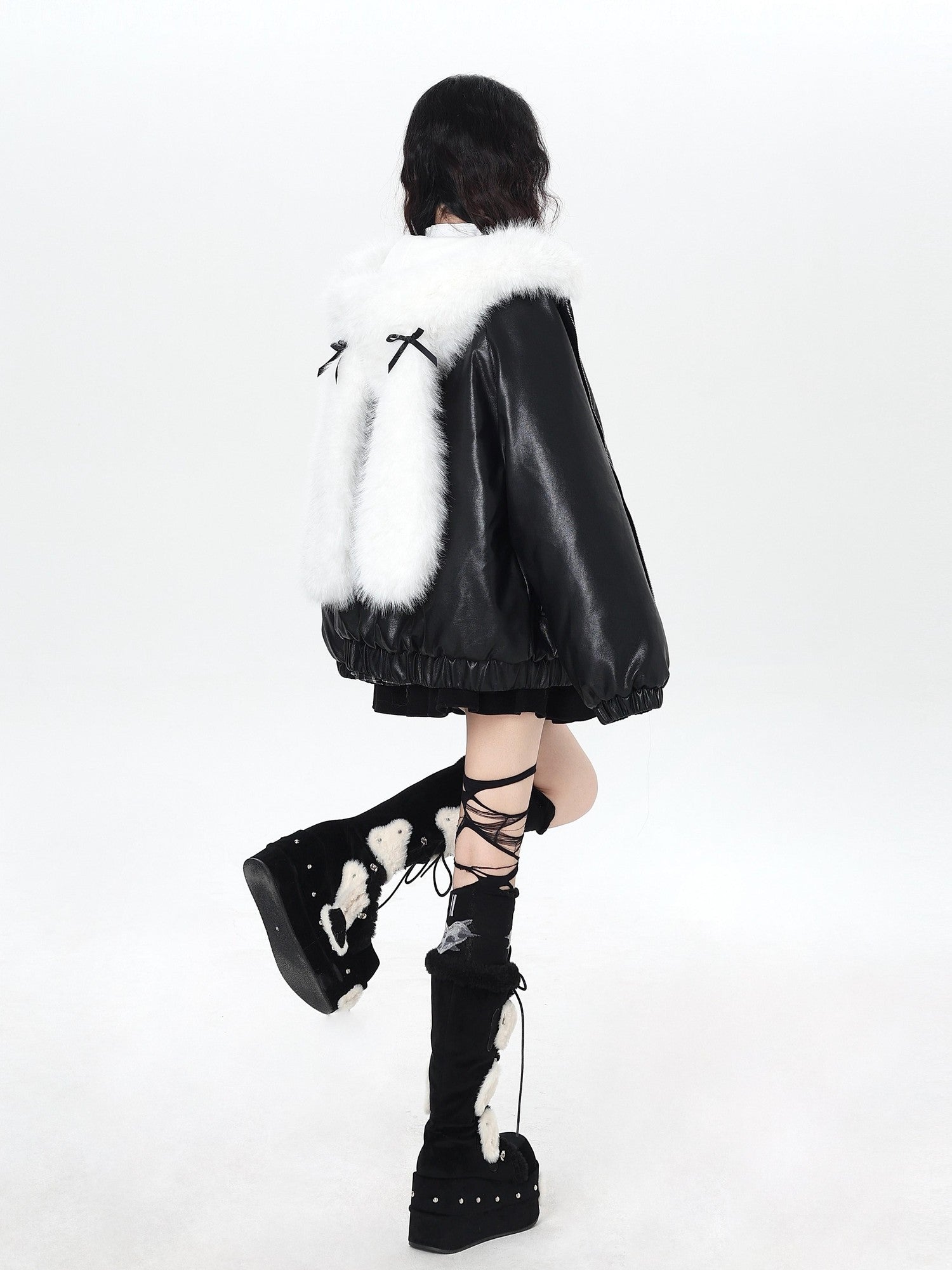 Crazy Girl Rabbit Ear Hooded Heavily Embellished Padded Women&