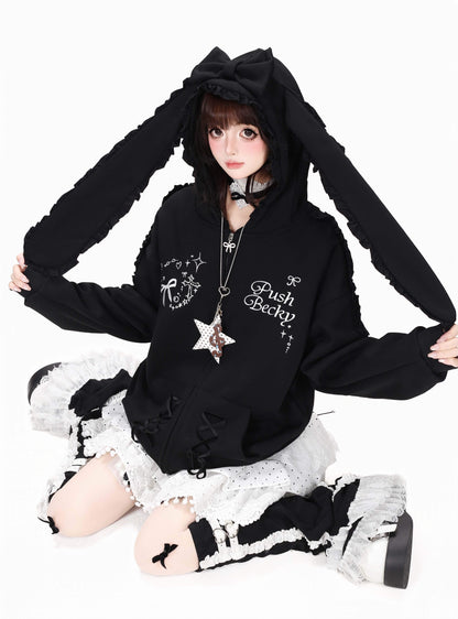 Crazy_Girl_Rabbit_Ear_Lace_Bow_Tie_Relaxed_Casual_Women&