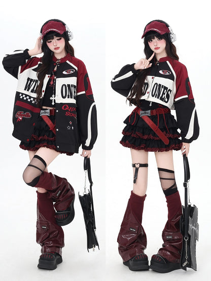 Crazy_Girl_Retro_Patchwork_Biker_Stand_Collar_Zipper_Women&