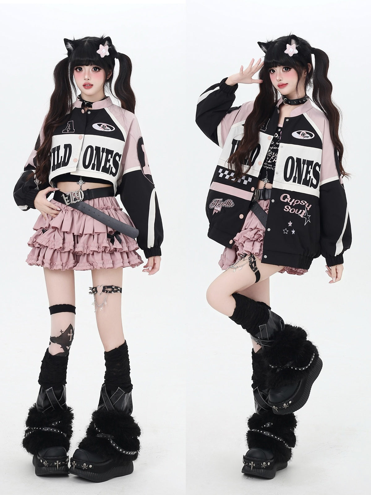 Crazy_Girl_Retro_Patchwork_Biker_Stand_Collar_Zipper_Women&