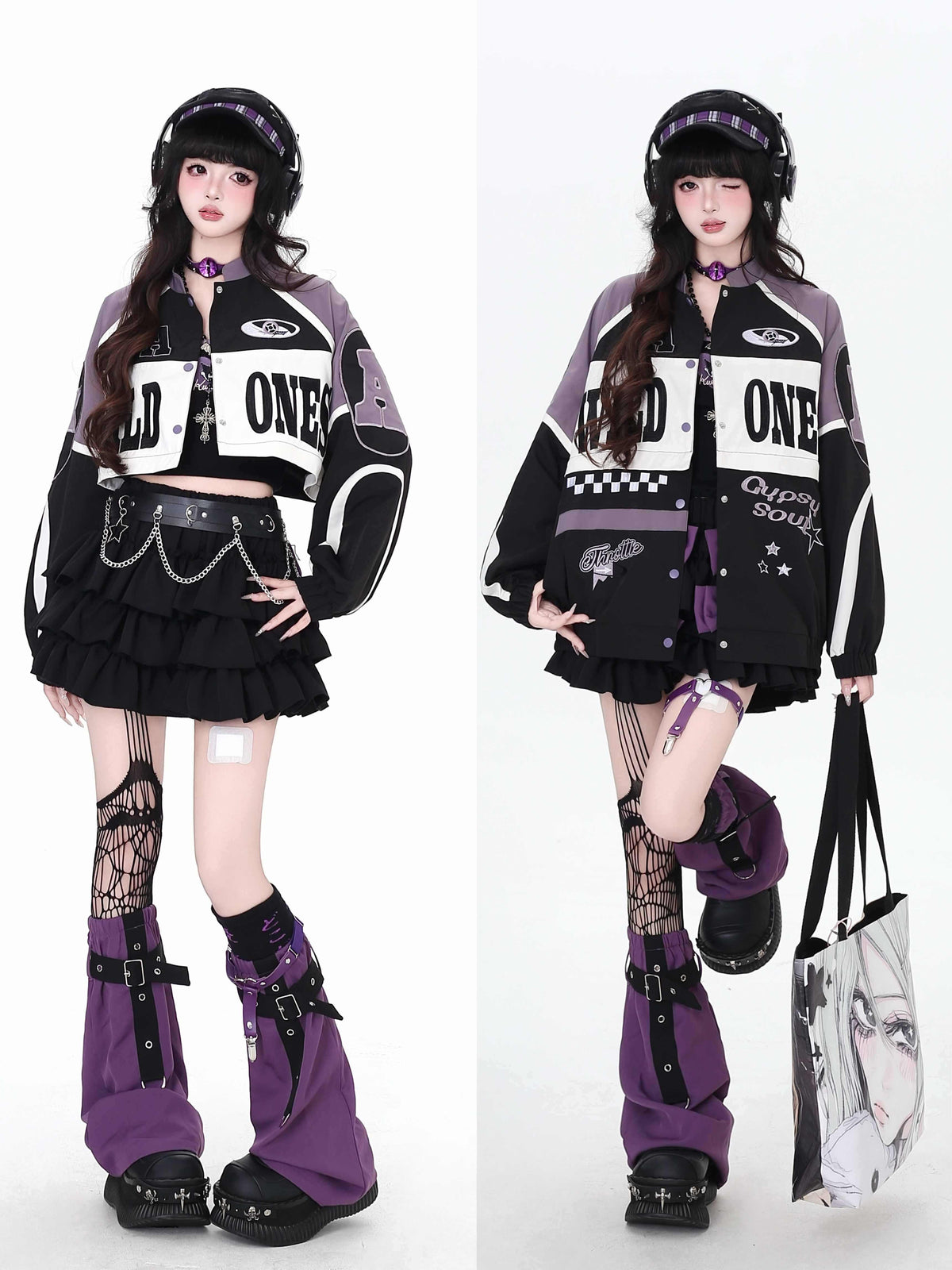 Crazy_Girl_Retro_Patchwork_Biker_Stand_Collar_Zipper_Women&
