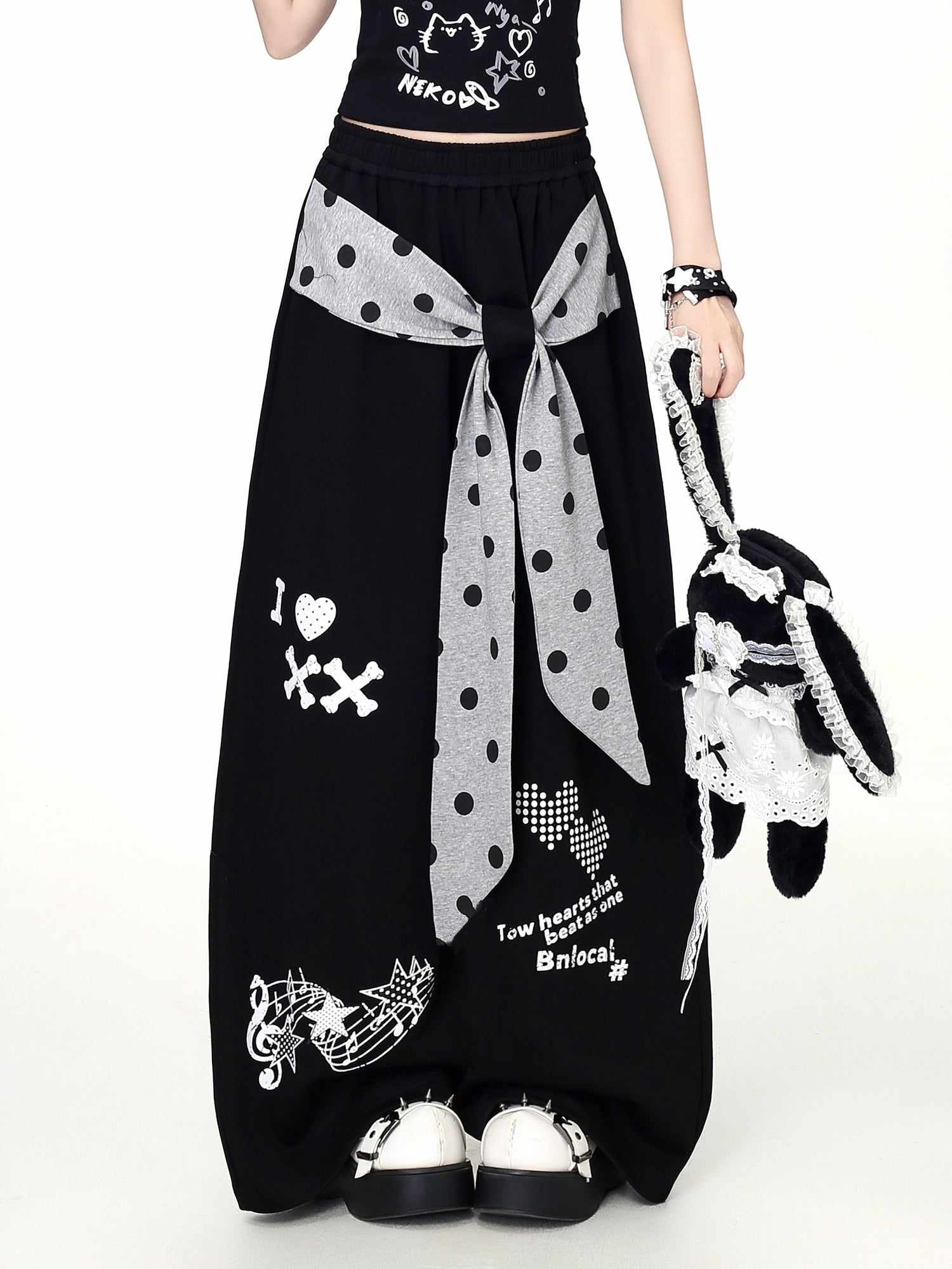 Crazy_Girl_Retro_Polka_Dot_Bow_Faux_Two_Piece_High_Waist_Women&