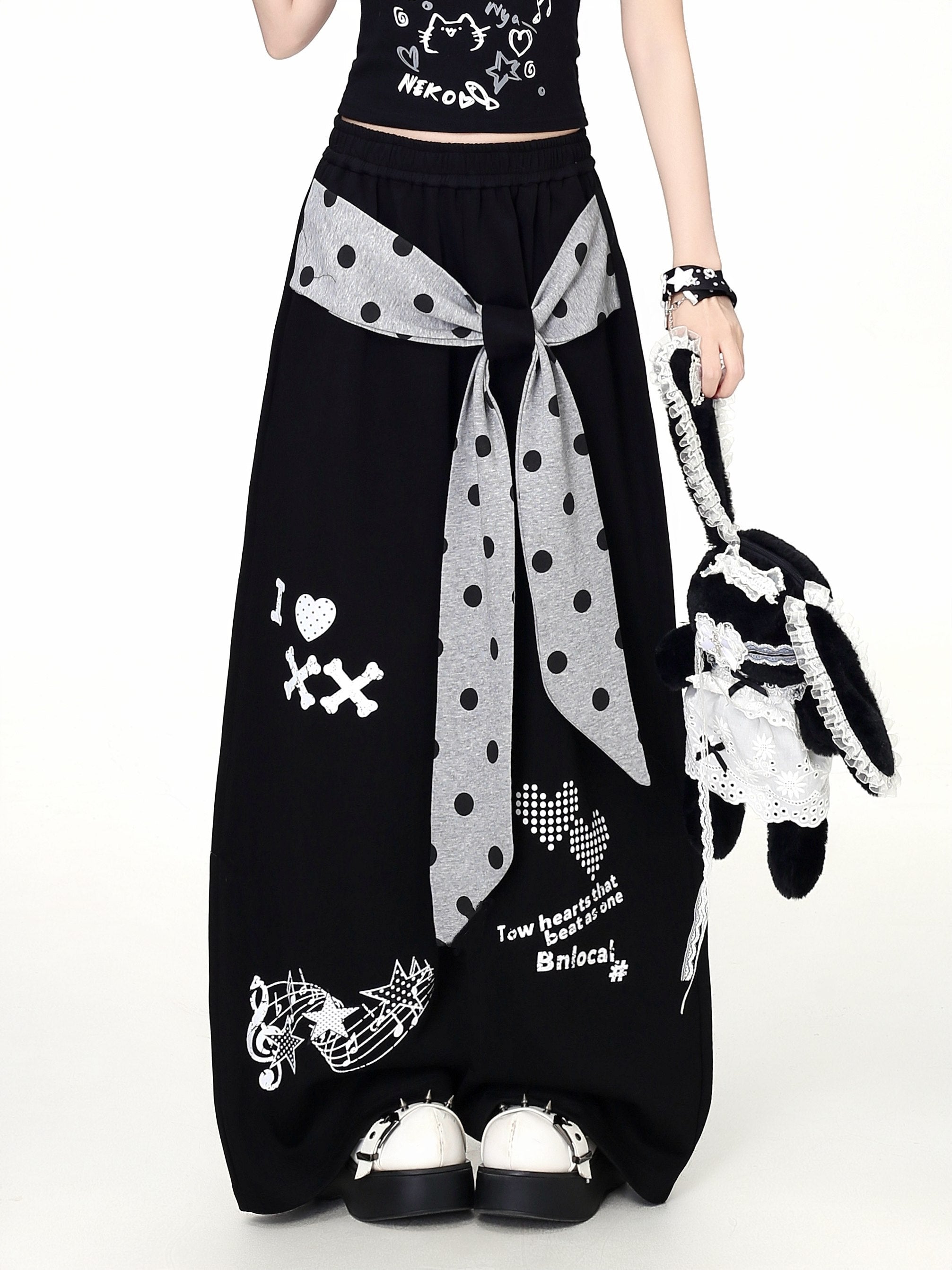 Crazy_Girl_Retro_Polka_Dot_Bow_Faux_Two_Piece_High_Waist_Women&