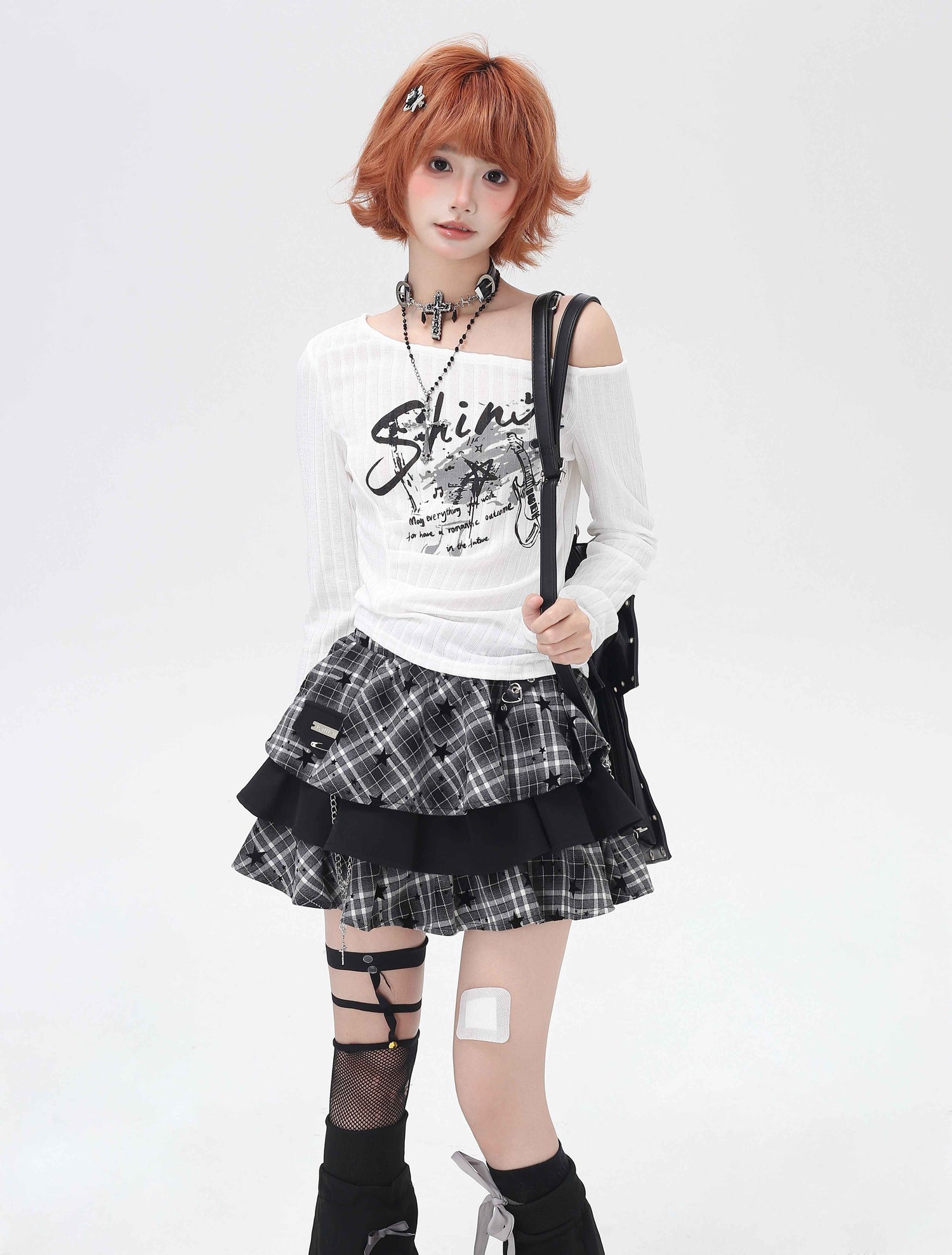 Crazy_Girl_Rocker_Patchwork_Print_One_Shoulder_Belted_Slim_Women&