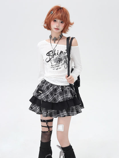 Crazy Girl Rocker Patchwork Print One Shoulder Belted Slim Women&