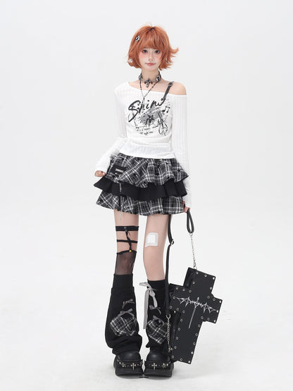 Crazy Girl Rocker Patchwork Print One Shoulder Belted Slim Women&