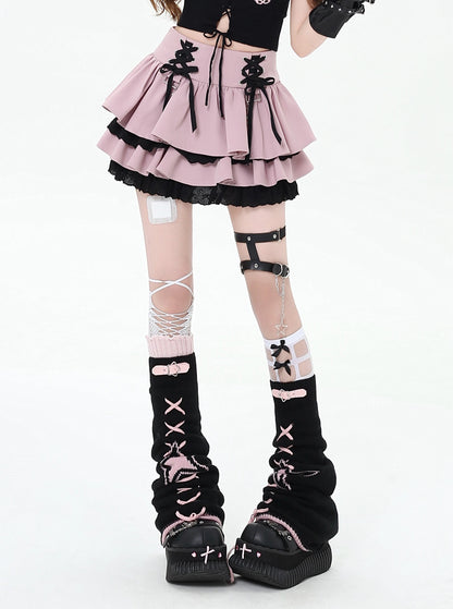 Crazy_Girl_Ruffled_Lace_Trim_Tie_Pleated_Women&
