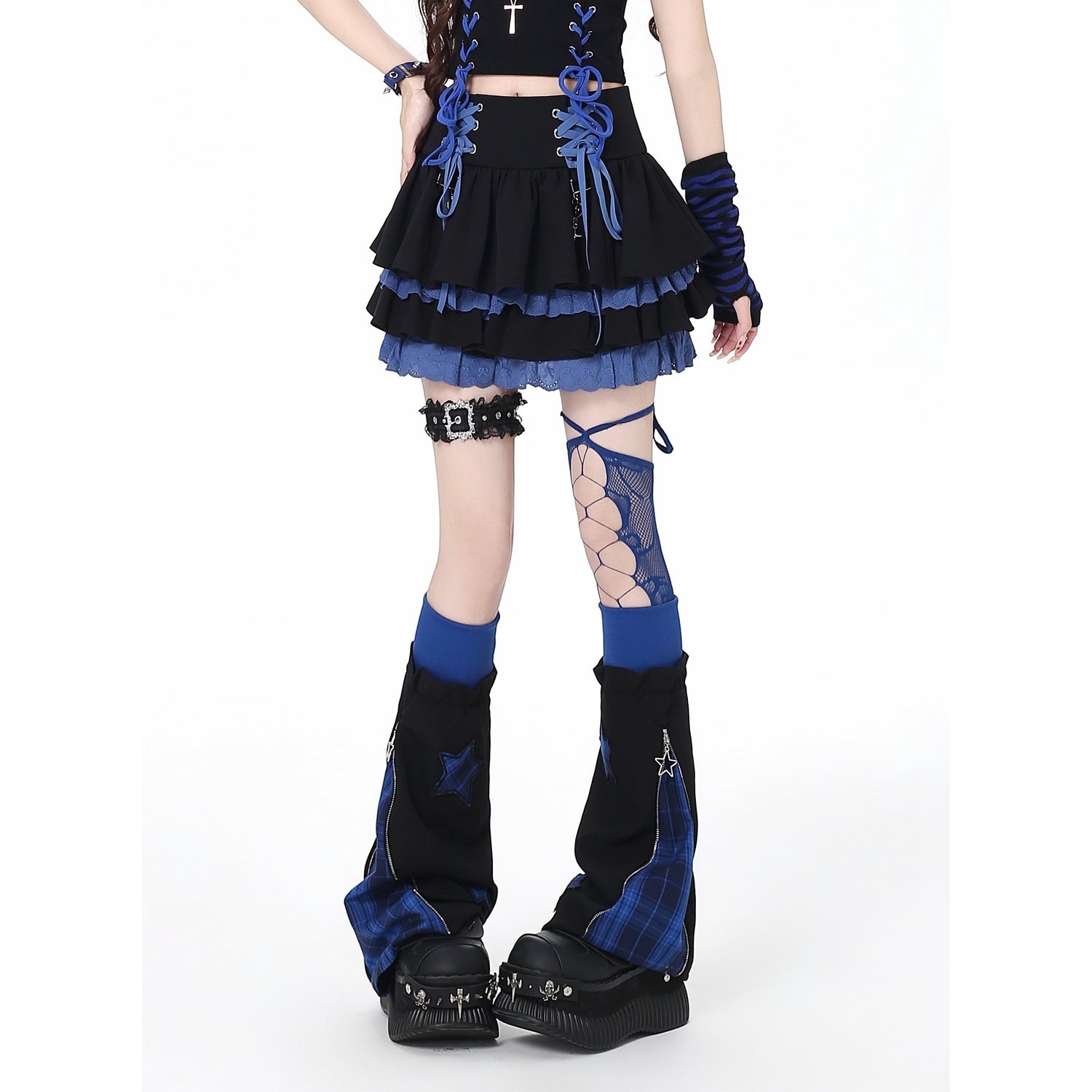 Crazy_Girl_Ruffled_Lace_Trim_Tie_Pleated_Women&