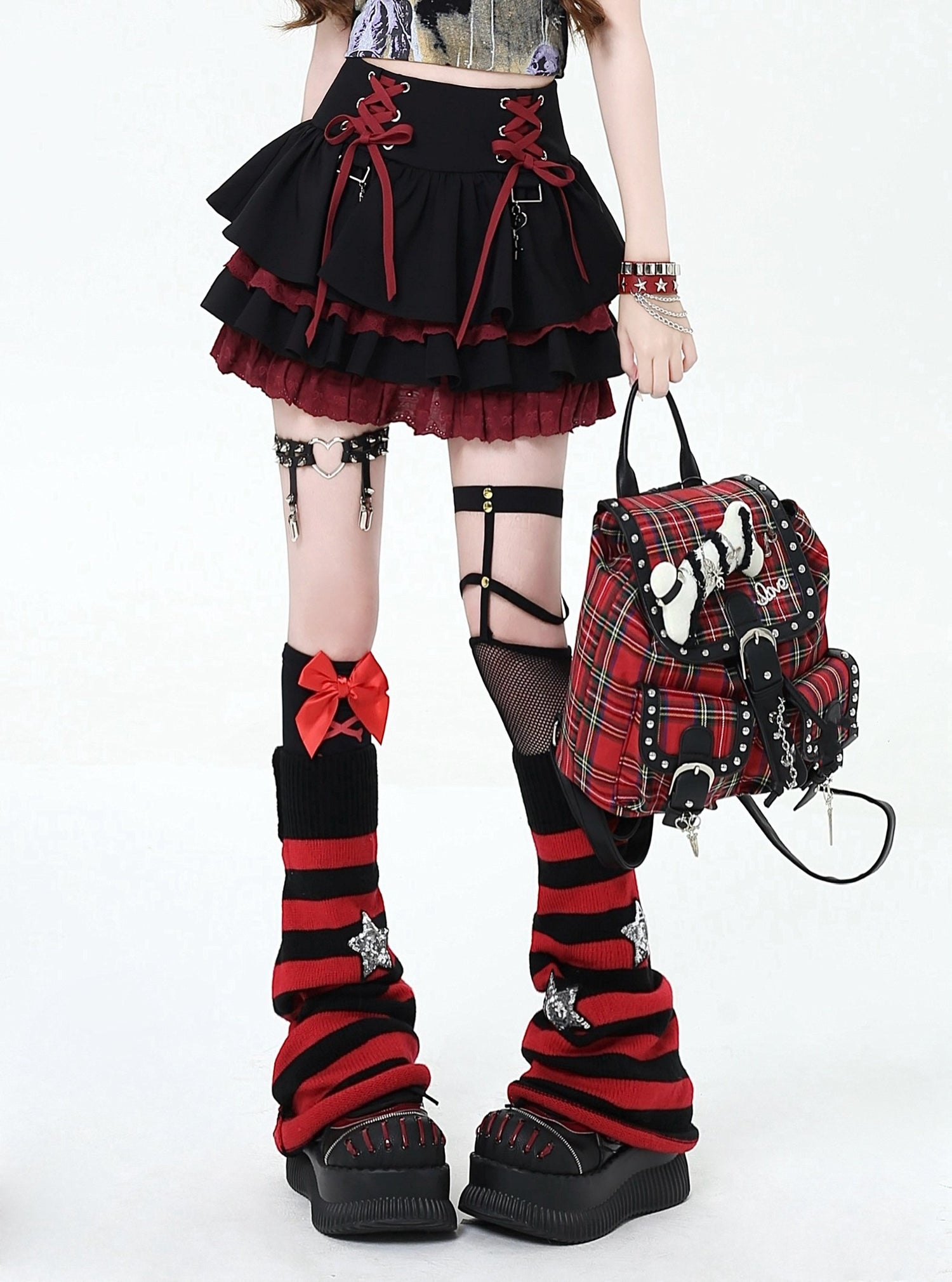 Crazy_Girl_Ruffled_Lace_Trim_Tie_Pleated_Women&