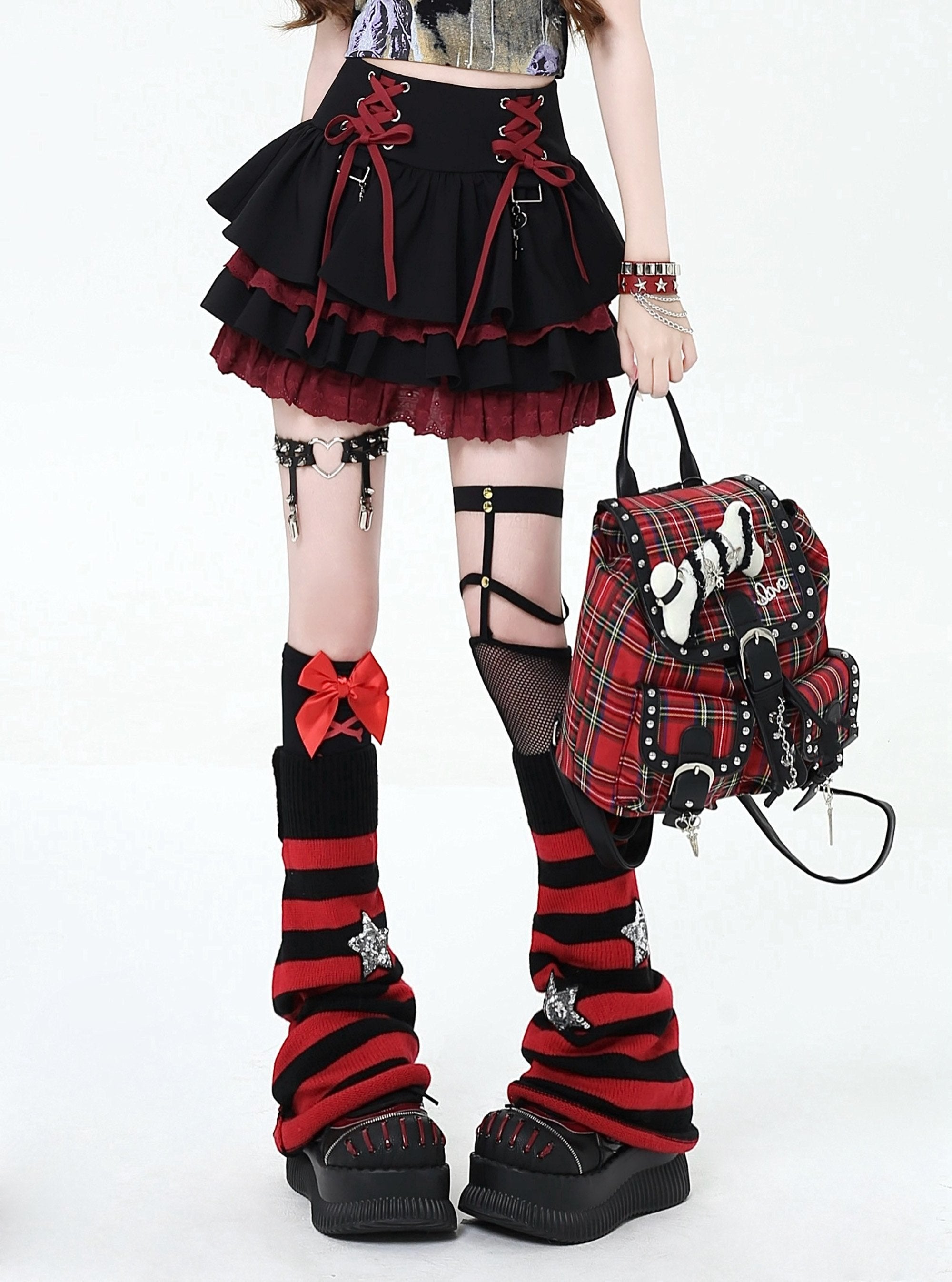 Crazy_Girl_Ruffled_Lace_Trim_Tie_Pleated_Women&