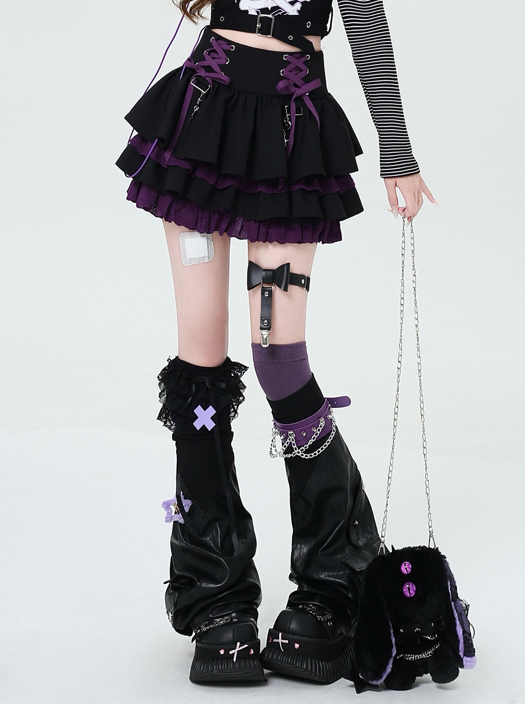 Crazy_Girl_Ruffled_Lace_Trim_Tie_Pleated_Women&