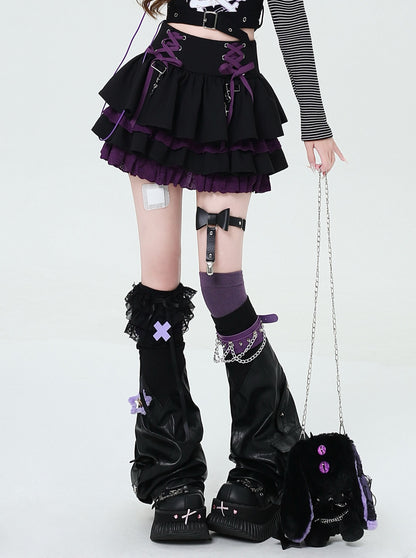 Crazy_Girl_Ruffled_Lace_Trim_Tie_Pleated_Women&