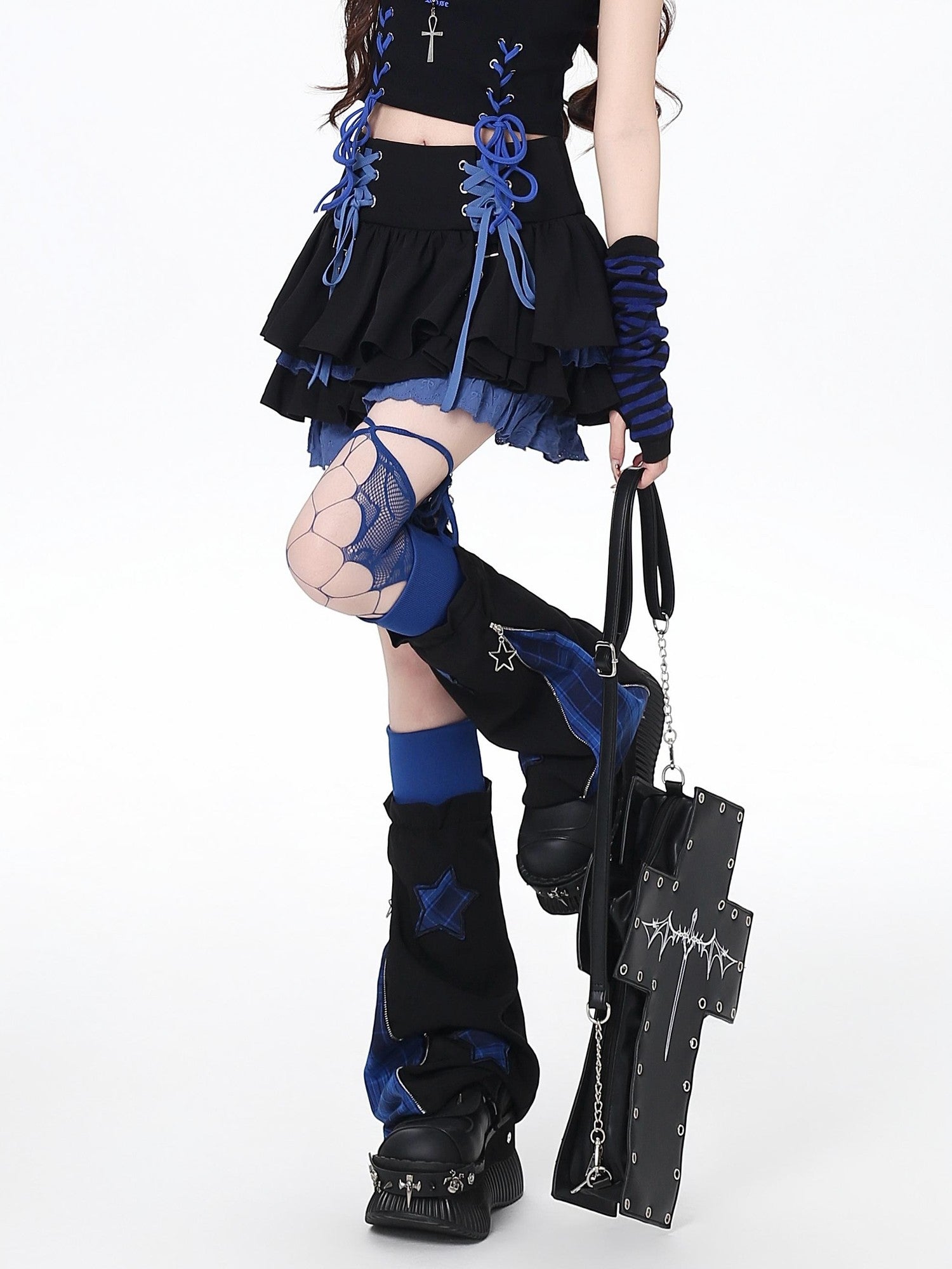 Crazy Girl Ruffled Lace Trim Tie Pleated Women&