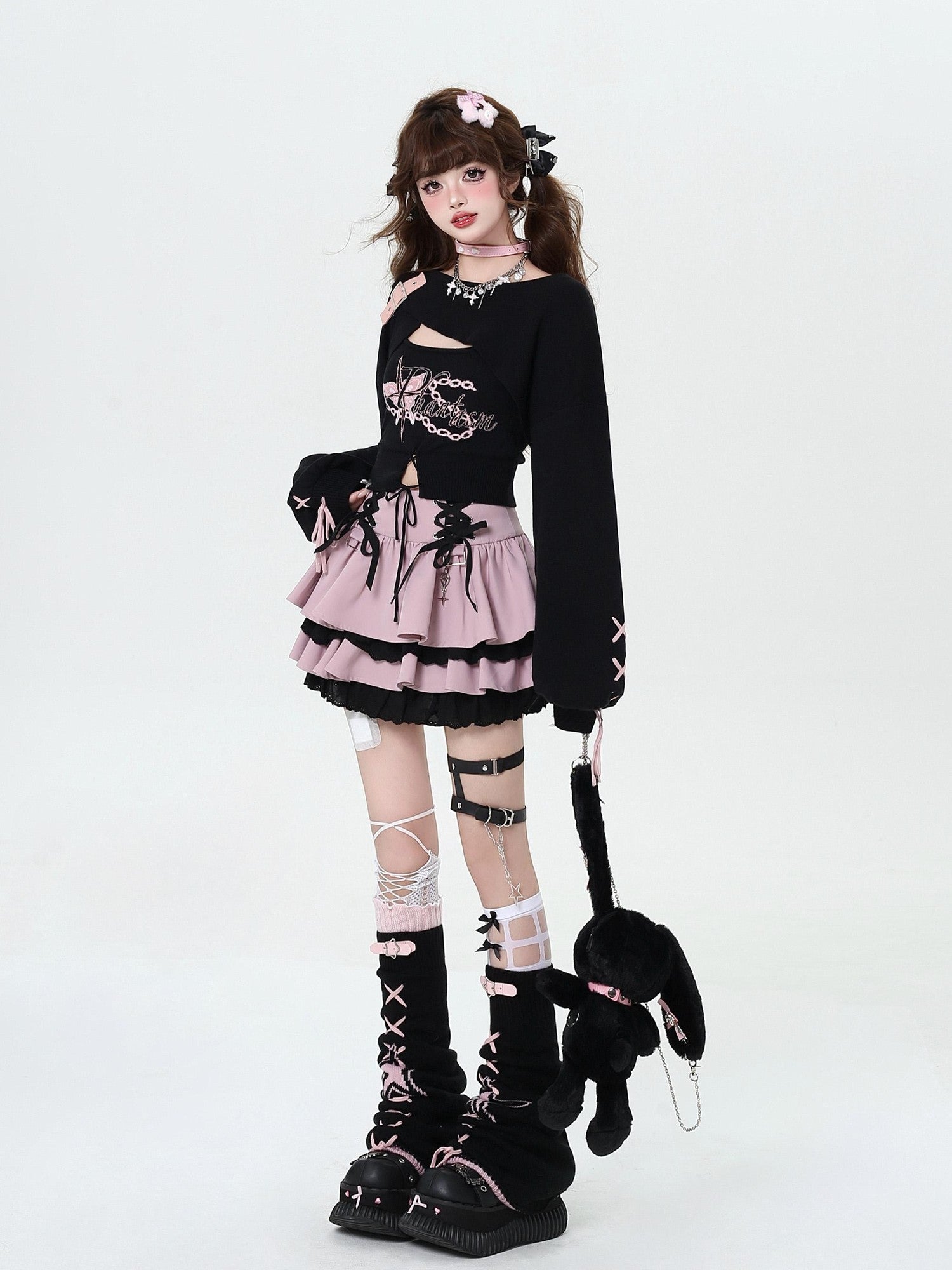 Crazy Girl Ruffled Lace Trim Tie Pleated Women&