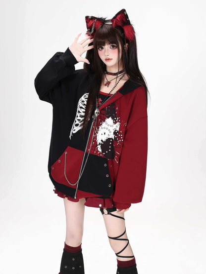 Crazy_Girl_Skull_Memory_Chip_Colorblock_Punk_Loose_Women&