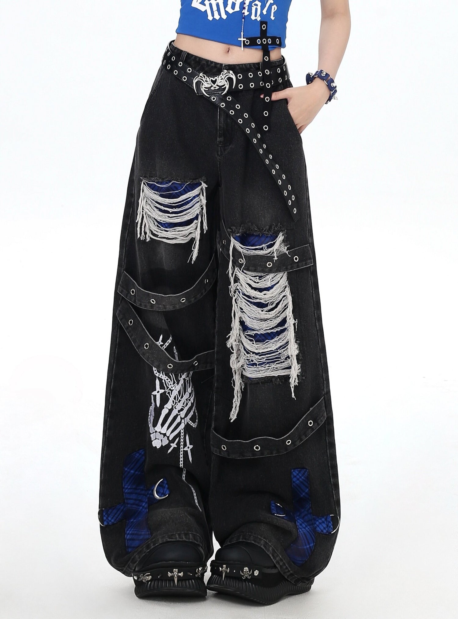 Crazy_Girl_Skull_Print_Punk_Ripped_High_Waist_Women&