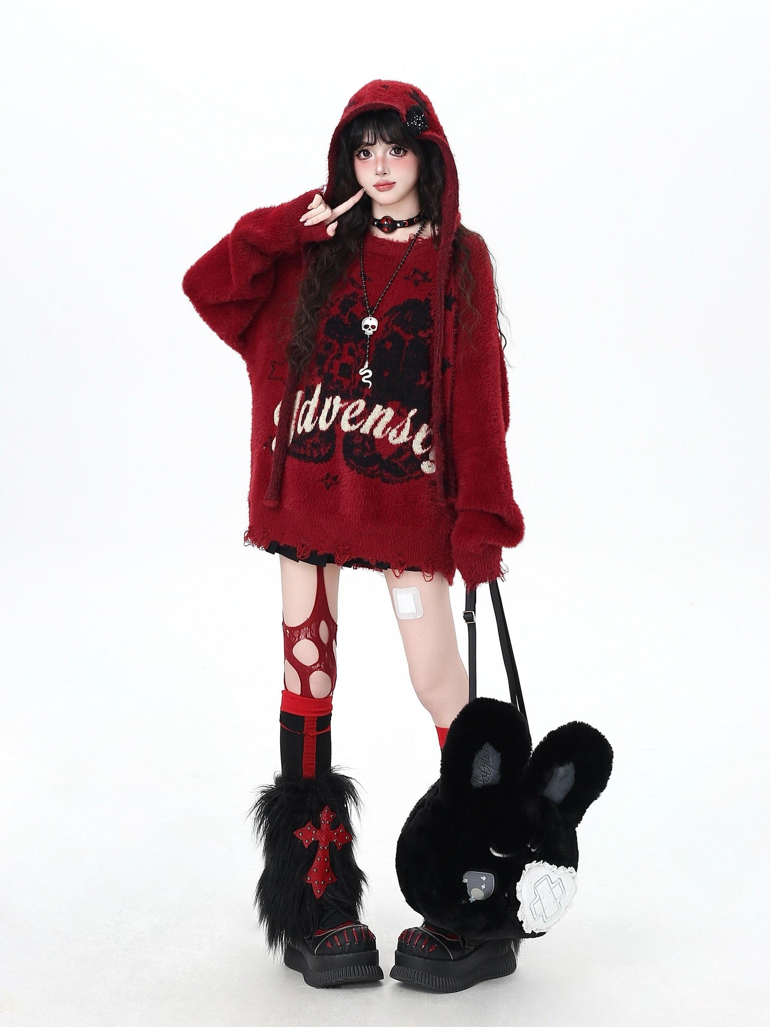 Crazy Girl Soft Relaxed Detachable Hood Vintage Letter Women&